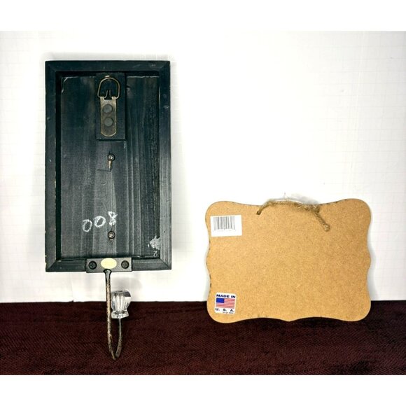 Vintage Distressed Teal Rustic Key Wall Crystal Hook Knob Pet Dog Coffee Rope - Picture 2 of 10